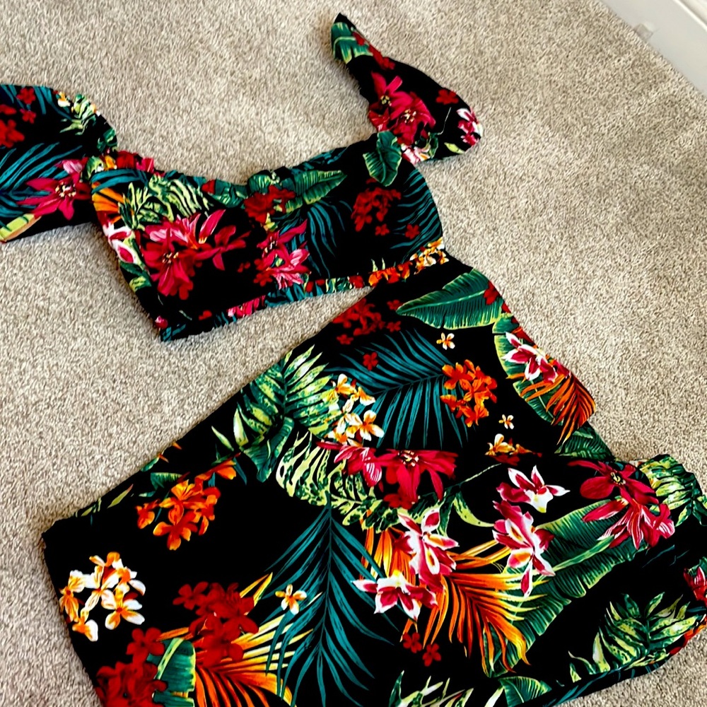 Luau Hawaiian beach outfit set womens size small top and pants
